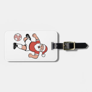 Santa Playing Soccer Christmas Player Sport Luggage Tag