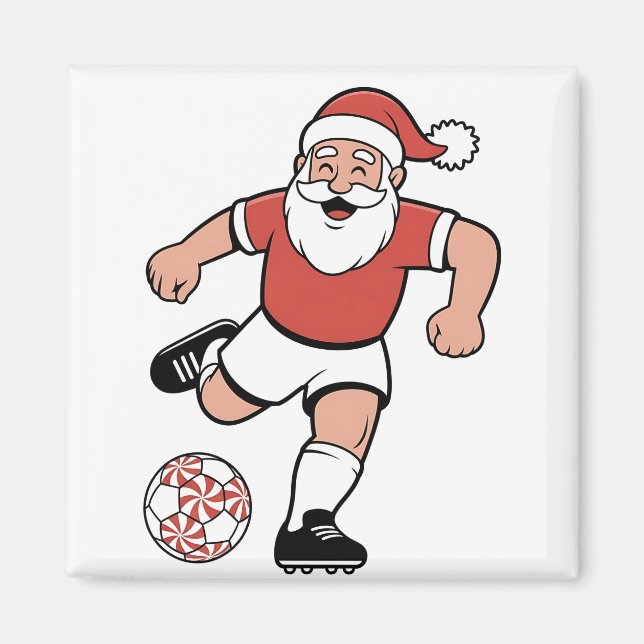 Santa Playing Soccer Christmas Player Sport  Magnet (Front)