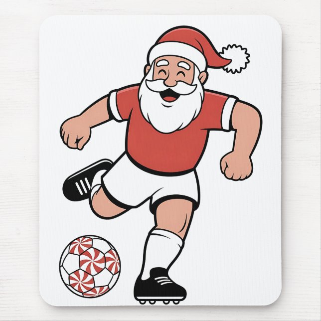Santa Playing Soccer Christmas Player Sport  Mouse Pad (Front)