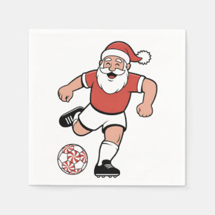 Santa Playing Soccer Christmas Player Sport  Napkins