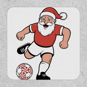 Santa Playing Soccer Christmas Player Sport Patch