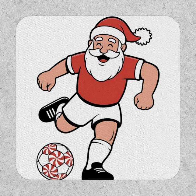 Santa Playing Soccer Christmas Player Sport  Patch (Front)