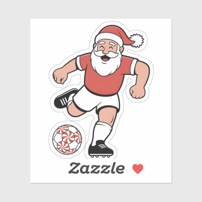 Santa Playing Soccer Christmas Player Sport  Sticker (Sheet)