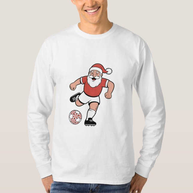 Santa Playing Soccer Christmas Player Sport  T-Shirt (Front)