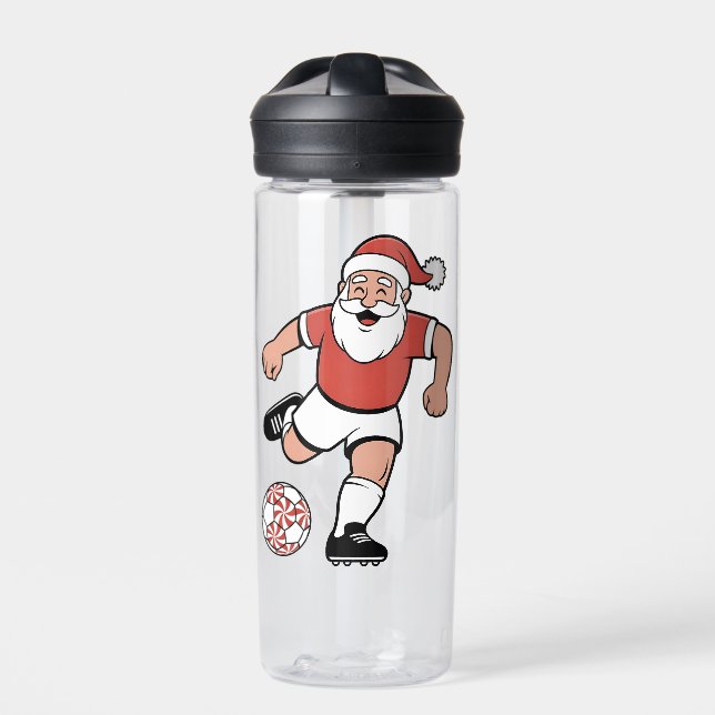 Santa Playing Soccer Christmas Player Sport  Water Bottle (Front)