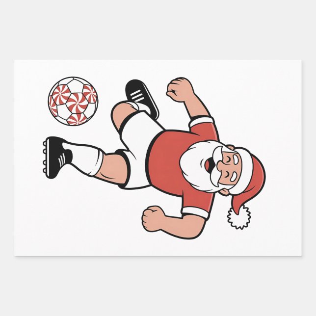 Santa Playing Soccer Christmas Player Sport  Wrapping Paper Sheets (Front)