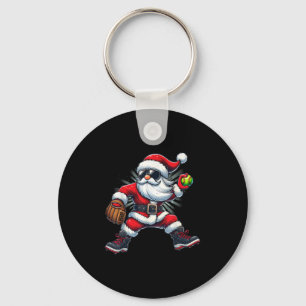 Santa Playing Softball As Tcher Boys Kids Teens Ch Keychain