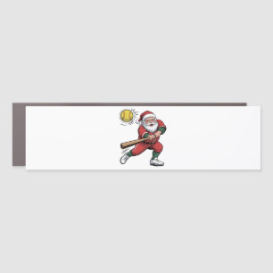Santa Playing Softball Christmas Player Sport Car Magnet