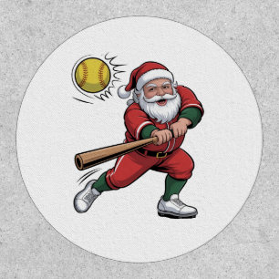 Santa Playing Softball Christmas Player Sport Patch