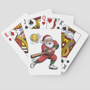 Santa Playing Softball Christmas Player Sport Poker Cards
