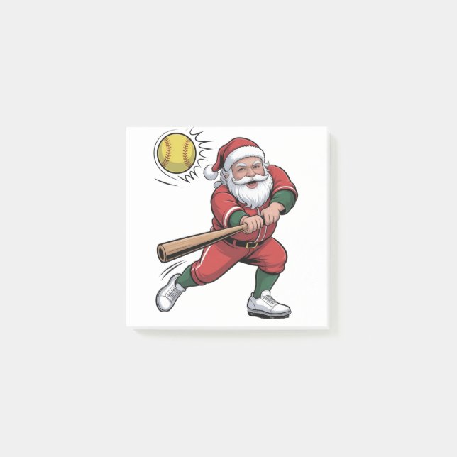 Santa Playing Softball Christmas Player Sport Post-it Notes (Front)