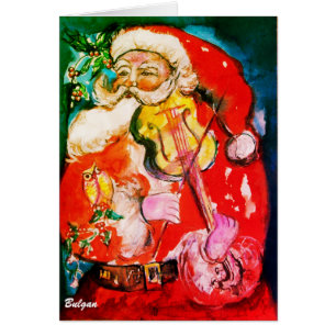 SANTA PLAYING VIOLIN Musical Christmas Greetings Cards