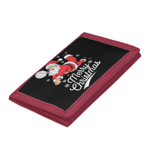 Santa Playing Volleyball Christmas Pajama Cool Spo Tri-fold Wallet