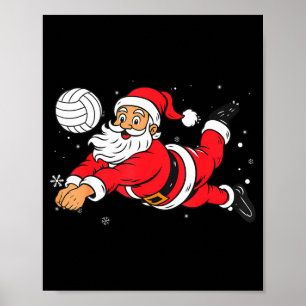 Santa Playing Volleyball Christmas Pajama Cool Srt Poster