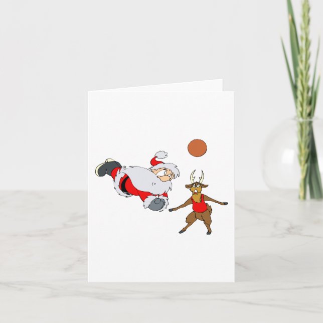 santa playing volleyball holiday card (Front)