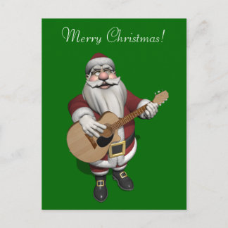 Santa Plays Accoustic Guitar Holiday Postcard