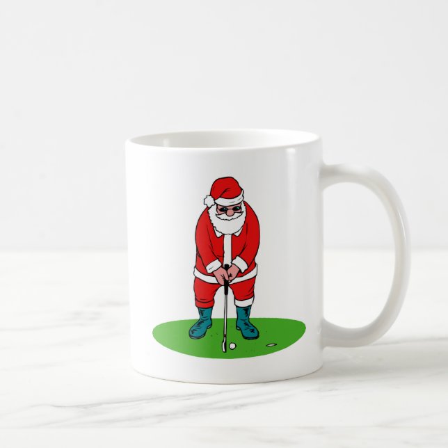 Santa plays golf coffee mug (Right)