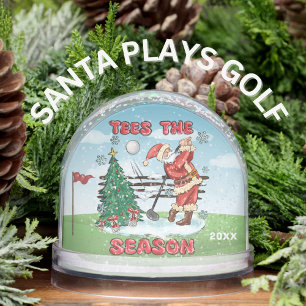 SANTA PLAYS GOLF TEES THE SEASON SNOW GLOBE