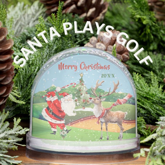 SANTA PLAYS GOLF WITH REINDEER  SNOW GLOBE (Creator Uploaded)