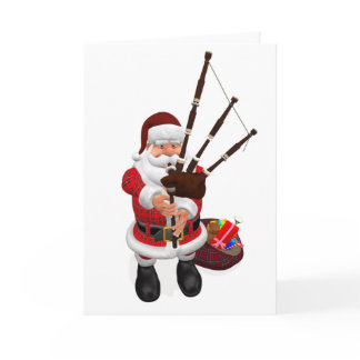 Santa Plays Scottish Great Highland Bagpipes Holiday Card