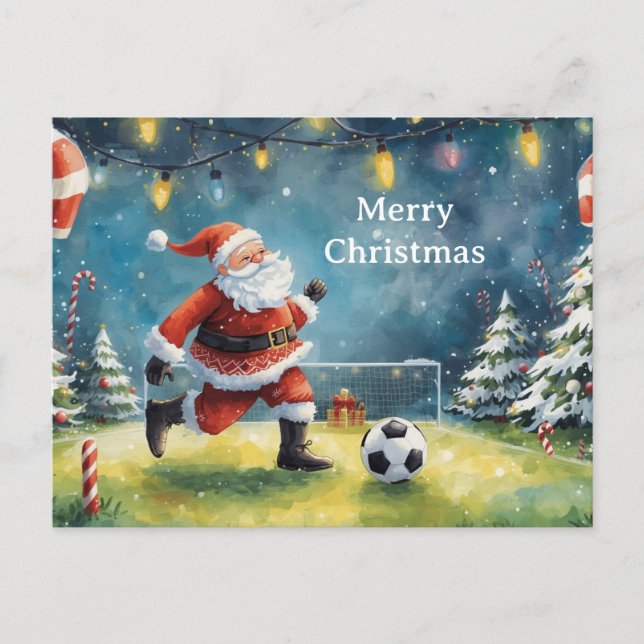 Santa plays Soccer Christmas Holiday  (Front)
