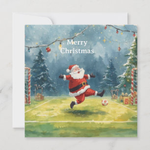 Santa plays Soccer Christmas Holiday Card