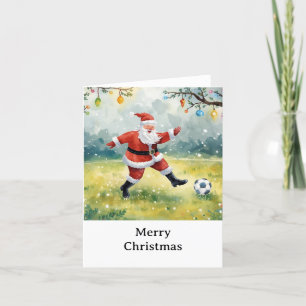 Santa plays Soccer Christmas Holiday Card