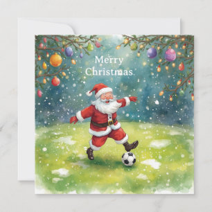Santa plays Soccer Christmas Holiday Card