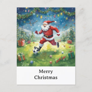 Santa plays Soccer Christmas Holiday Postcard