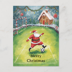 Santa plays Soccer Christmas Holiday Postcard