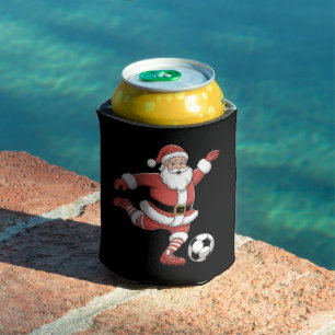 Santa Plays Soccer Christmas Sports Can Cooler