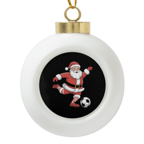 Santa Plays Soccer Christmas Sports Ceramic Ball Christmas Ornament