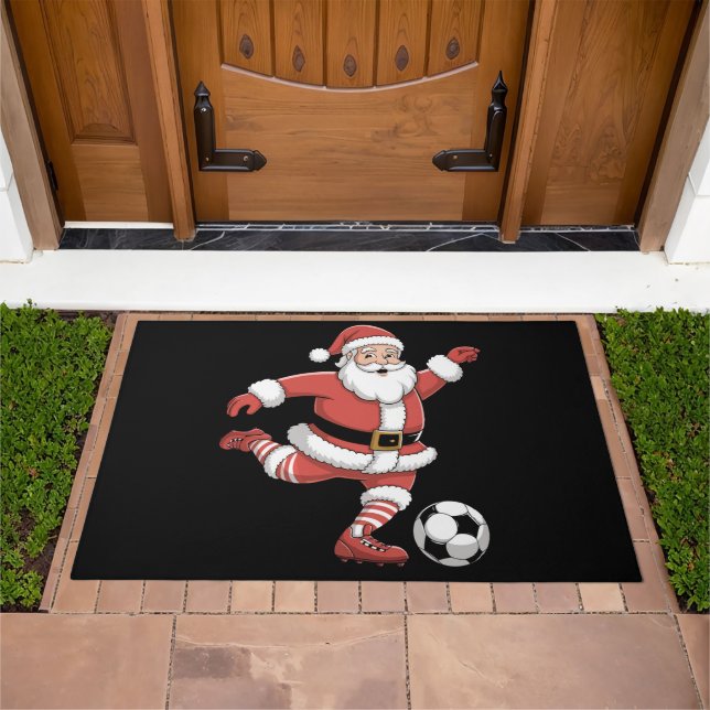 Santa Plays Soccer Christmas Sports Doormat (Outdoor)