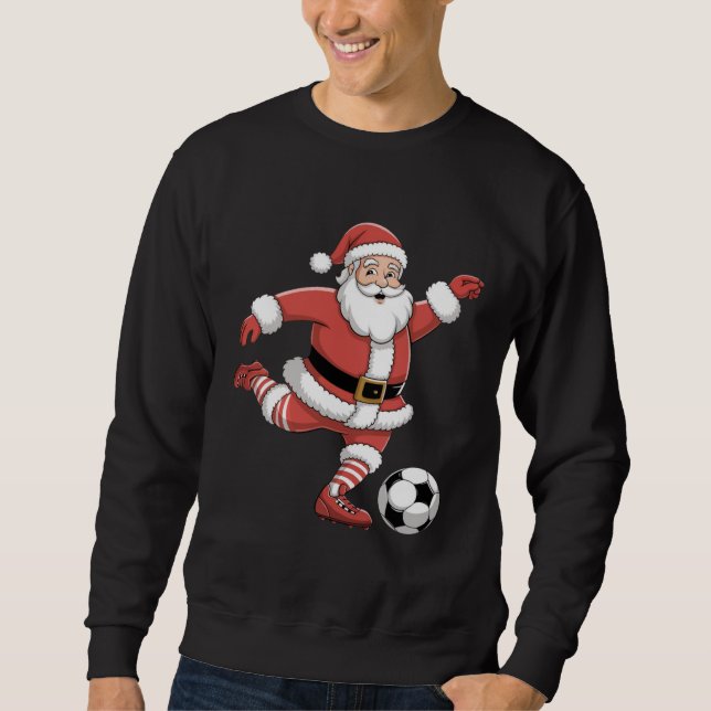 Santa Plays Soccer Christmas Sports Sweatshirt (Front)