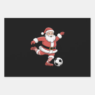 Santa Plays Soccer Christmas Sports Wrapping Paper Sheets