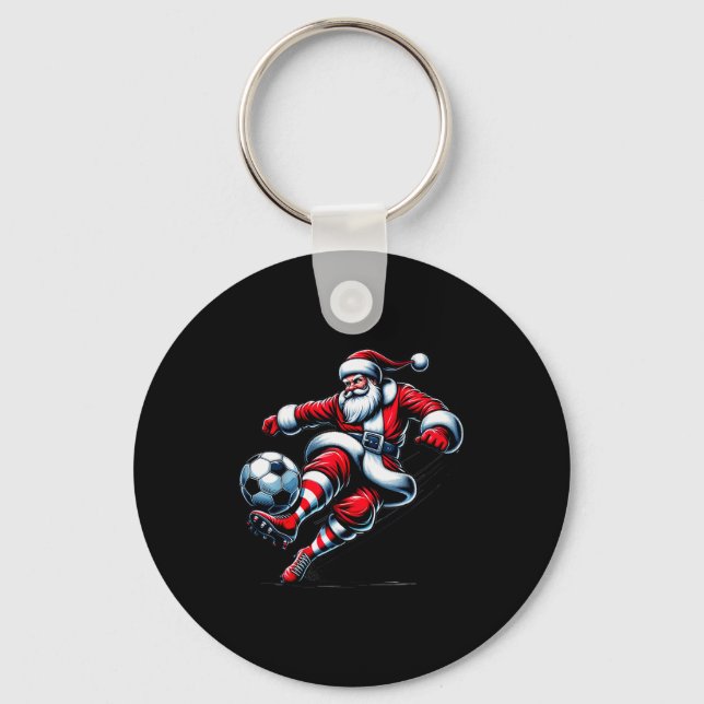 Santa Plays Soccer Christmas Srts Women Men Kids  Keychain (Front)
