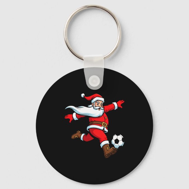 Santa Plays Soccer Christmas Srts Women Men Kids L Keychain (Front)