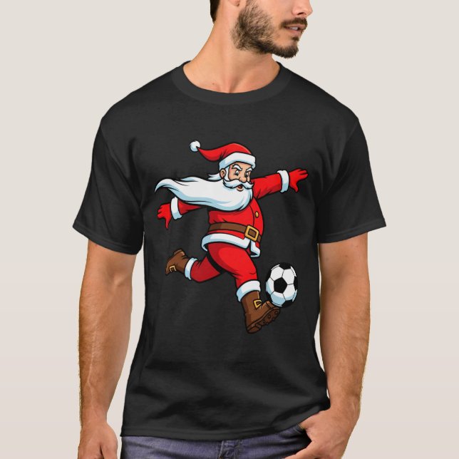 Santa Plays Soccer Christmas Srts Women Men Kids L T-Shirt (Front)