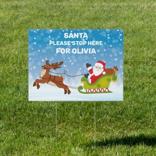Santa Please Stop Here Christmas Customized Sign 