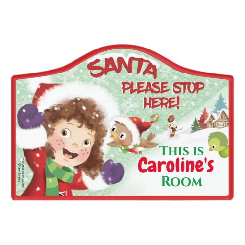 Santa Please Stop Here Cute Girls Bedroom Door Sign
