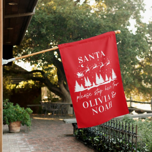 Santa please stop here for Christmas traditional House Flag (In SItu)