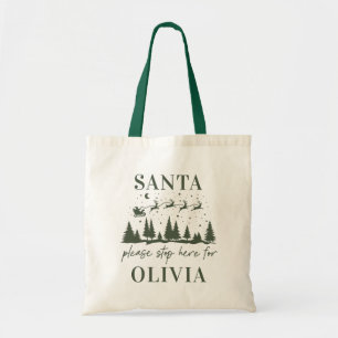Santa please stop here for Christmas traditional T Tote Bag