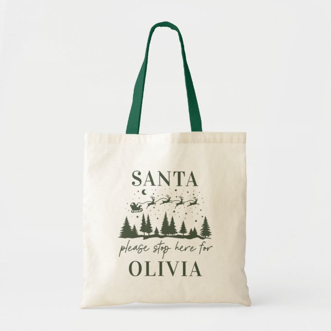 Santa please stop here for Christmas traditional T Tote Bag (Front)