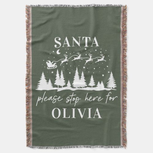 Santa please stop here for Christmas traditional Throw Blanket