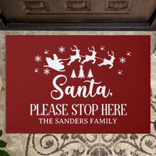 Santa Please Stop Here Funny Christmas Doormat