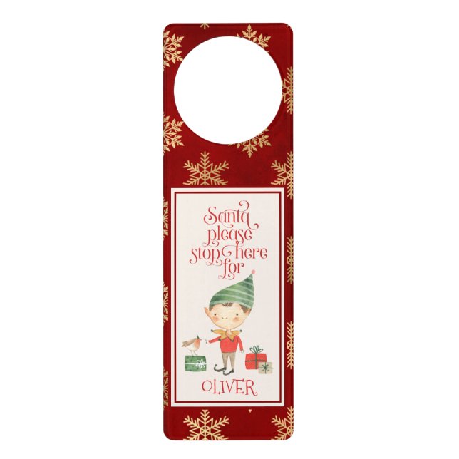 Santa please stop here personalized door hanger (Front)