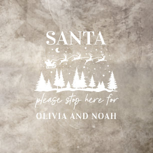 Santa Please Stop Here Personalized Floor Decal