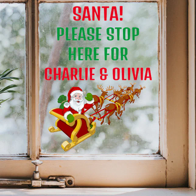 Santa Please Stop Here Personalized Window Sticker | Zazzle