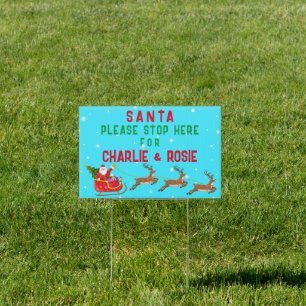 Santa Please Stop Here Personalized Yard Sign
