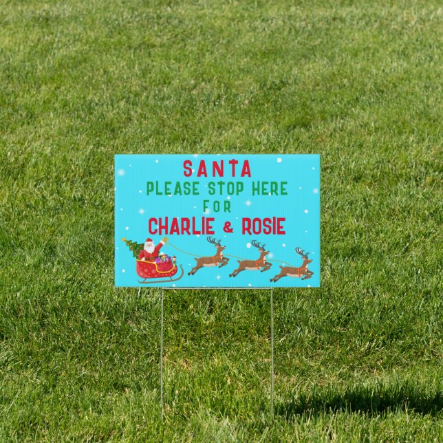 Santa Please Stop Here Personalized Yard Sign (Insitu)